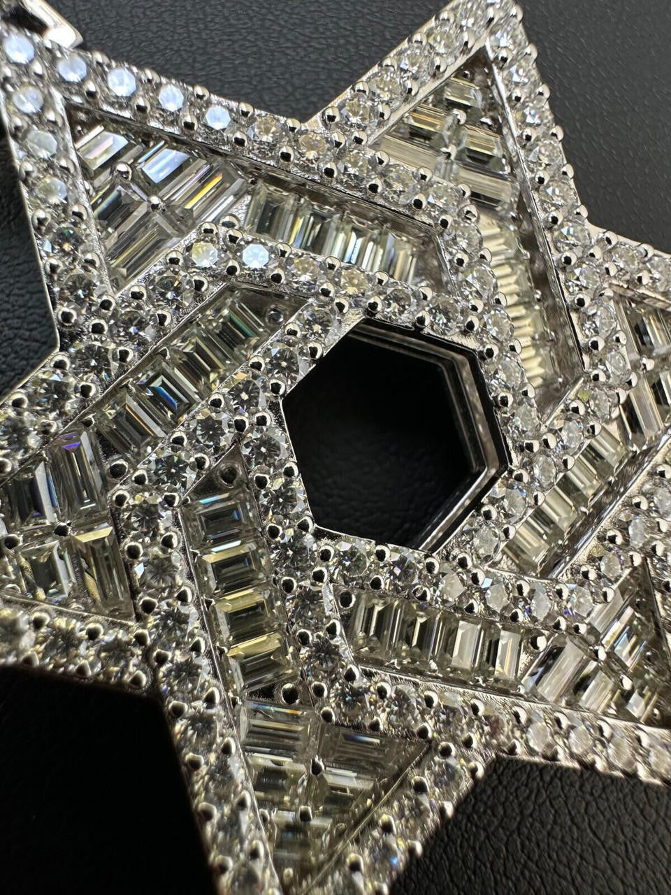 Hip Hop Moissanite Jewish Star Magen David Pendant Iced Necklace Silver Real 925 Silver