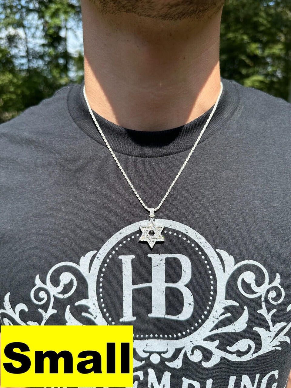 Hip Hop Moissanite Jewish Star Magen David Pendant Iced Necklace Silver Real 925 Silver