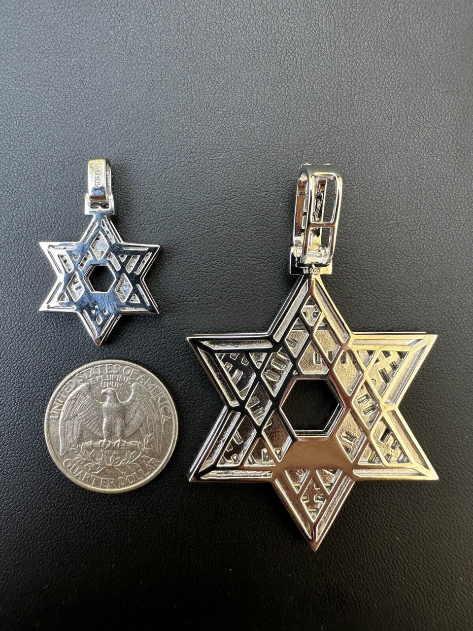Hip Hop Moissanite Jewish Star Magen David Pendant Iced Necklace Silver Real 925 Silver