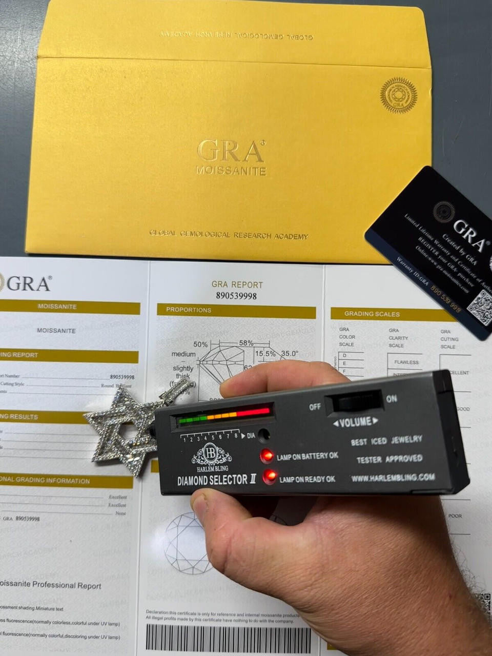 Hip Hop Moissanite Jewish Star Magen David Pendant Iced Necklace Silver Real 925 Silver