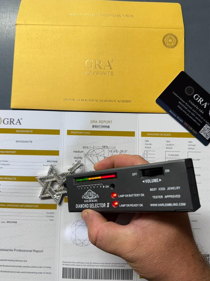 Hip Hop Moissanite Jewish Star Magen David Pendant Iced Necklace Silver Real 925 Silver