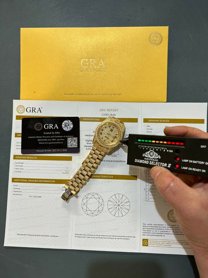 Hip Hop MOISSANITE Mens Presidential Automatic Watch Gold Iced Hip Hop Pass Diamond Test