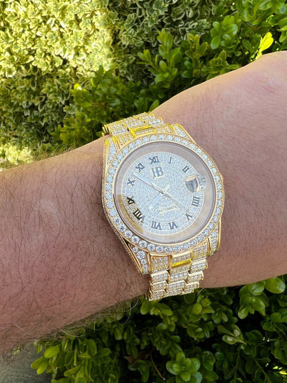 Hip Hop MOISSANITE Mens Presidential Automatic Watch Gold Iced Hip Hop Pass Diamond Test