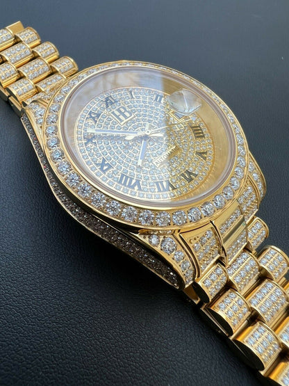 Hip Hop MOISSANITE Mens Presidential Automatic Watch Gold Iced Hip Hop Pass Diamond Test