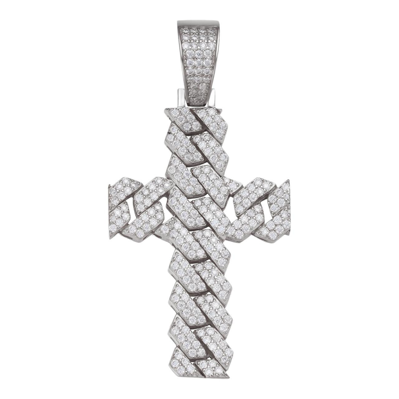 Hip Hop MOISSANITE Miami Cuban Prong Set Iced Out Cross Pendant - 925 Silver - 3 Sizes 1.25"-3.25"