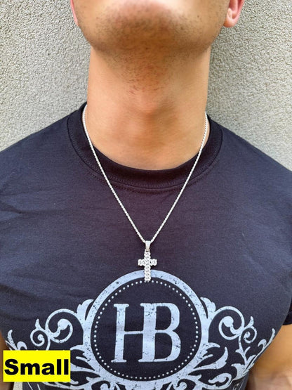 Hip Hop MOISSANITE Miami Cuban Prong Set Iced Out Cross Pendant - 925 Silver - 3 Sizes 1.25"-3.25"