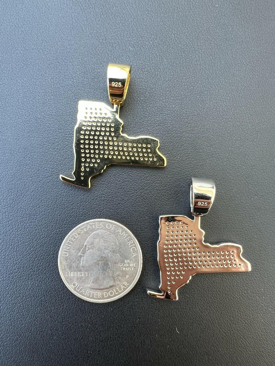 Hip Hop MOISSANITE Real 925 Silver / 14k Gold Hip Hop New York State Shape Pendant Iced