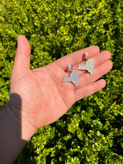 Hip Hop MOISSANITE Real 925 Silver / 14k Gold Hip Hop New York State Shape Pendant Iced