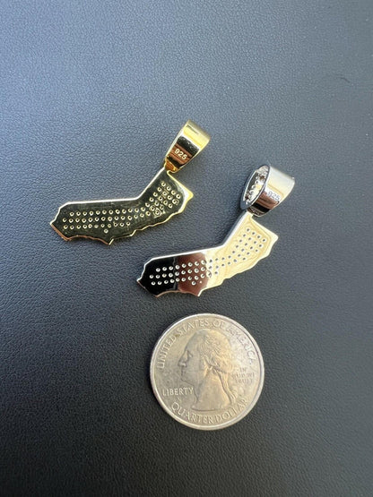 Hip Hop MOISSANITE Real 925 Silver / 14k Gold HipHop California State Shape Pendant Iced