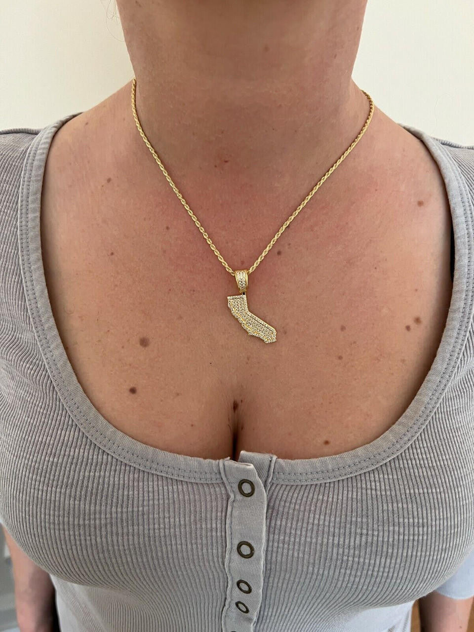 Hip Hop MOISSANITE Real 925 Silver / 14k Gold HipHop California State Shape Pendant Iced