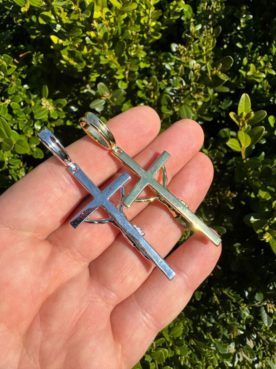 Hip Hop Moissanite Real Iced Jesus On Cross Pendant - Real 925 Silver 2" Mens Necklace