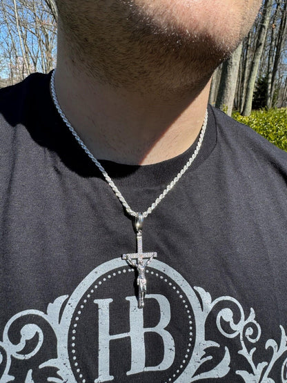 Hip Hop Moissanite Real Iced Jesus On Cross Pendant - Real 925 Silver 2" Mens Necklace