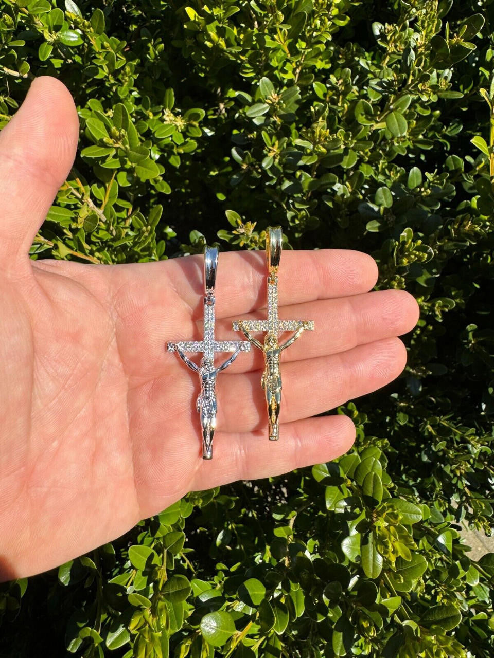 Hip Hop Moissanite Real Iced Jesus On Cross Pendant - Real 925 Silver 2" Mens Necklace