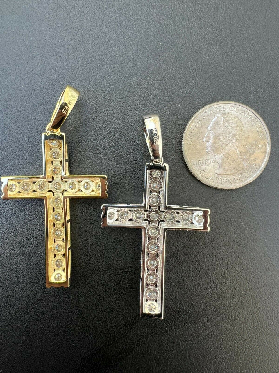 Hip Hop MOISSANITE Silver Gold Real Iced Diamond Tennis Cross Pendant Pass Diamond Test