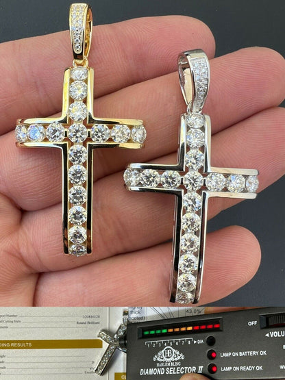Hip Hop MOISSANITE Silver Gold Real Iced Diamond Tennis Cross Pendant Pass Diamond Test
