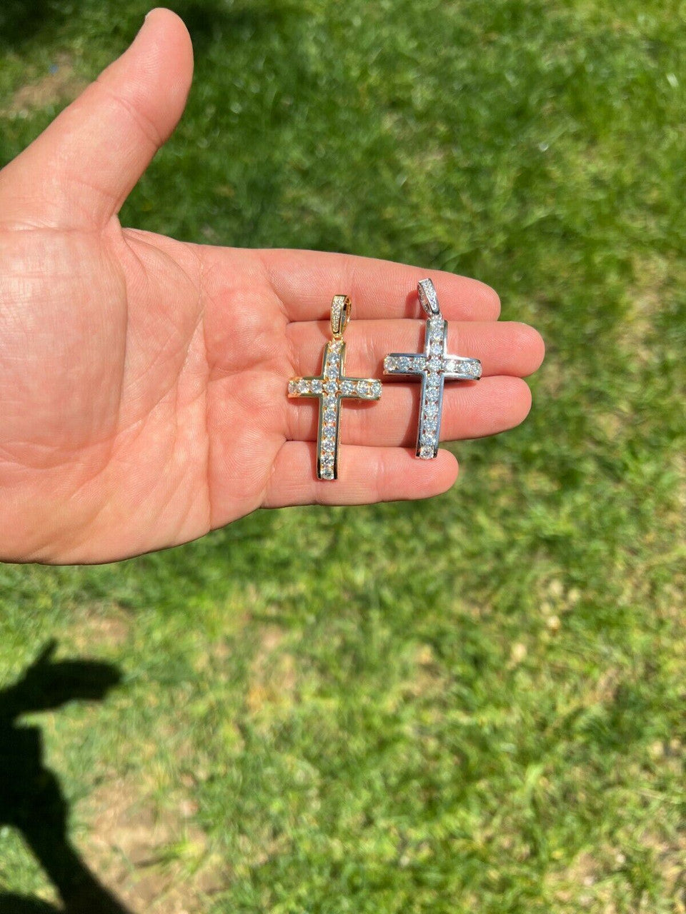 Hip Hop MOISSANITE Silver Gold Real Iced Diamond Tennis Cross Pendant Pass Diamond Test