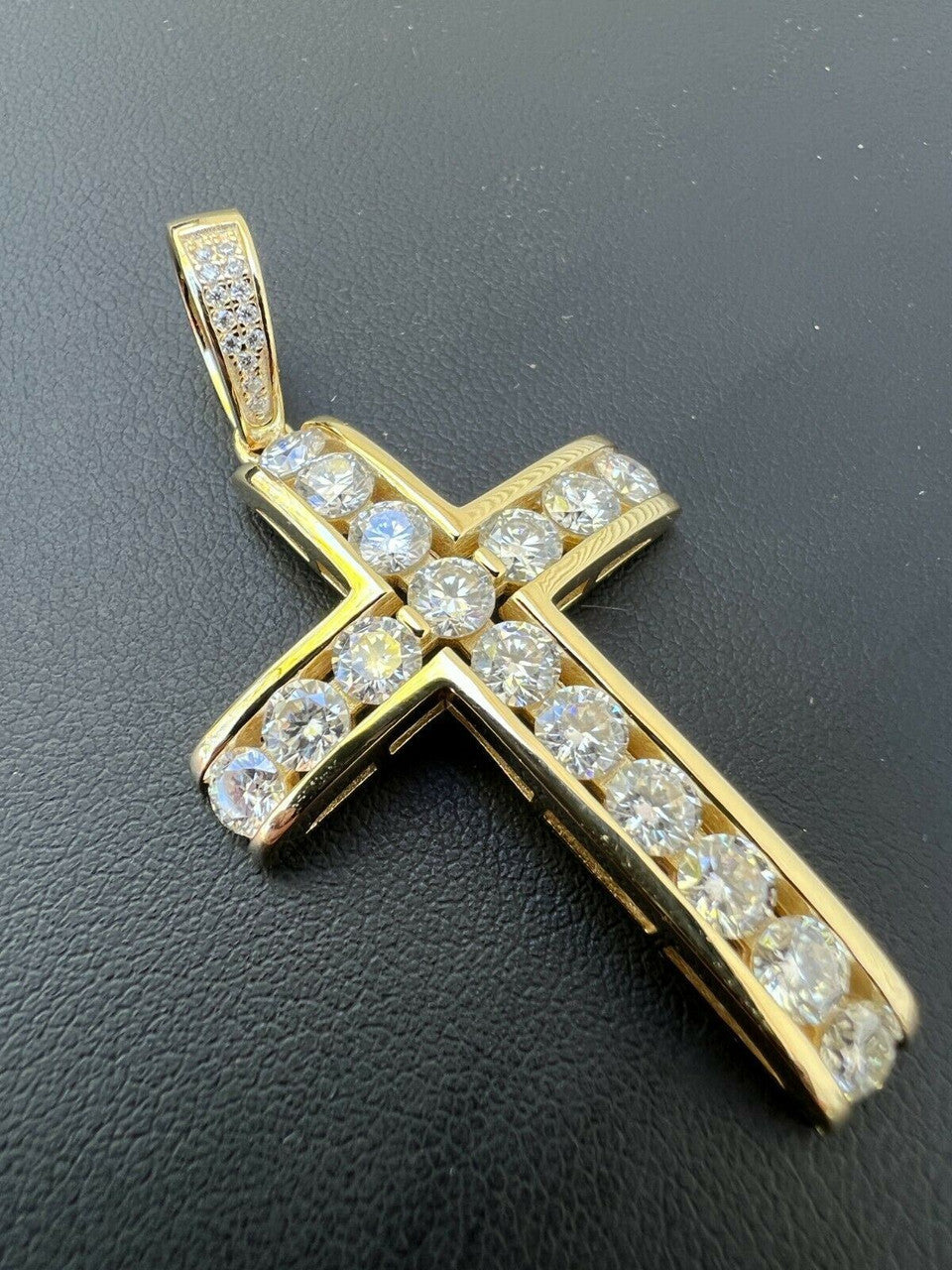 Hip Hop MOISSANITE Silver Gold Real Iced Diamond Tennis Cross Pendant Pass Diamond Test
