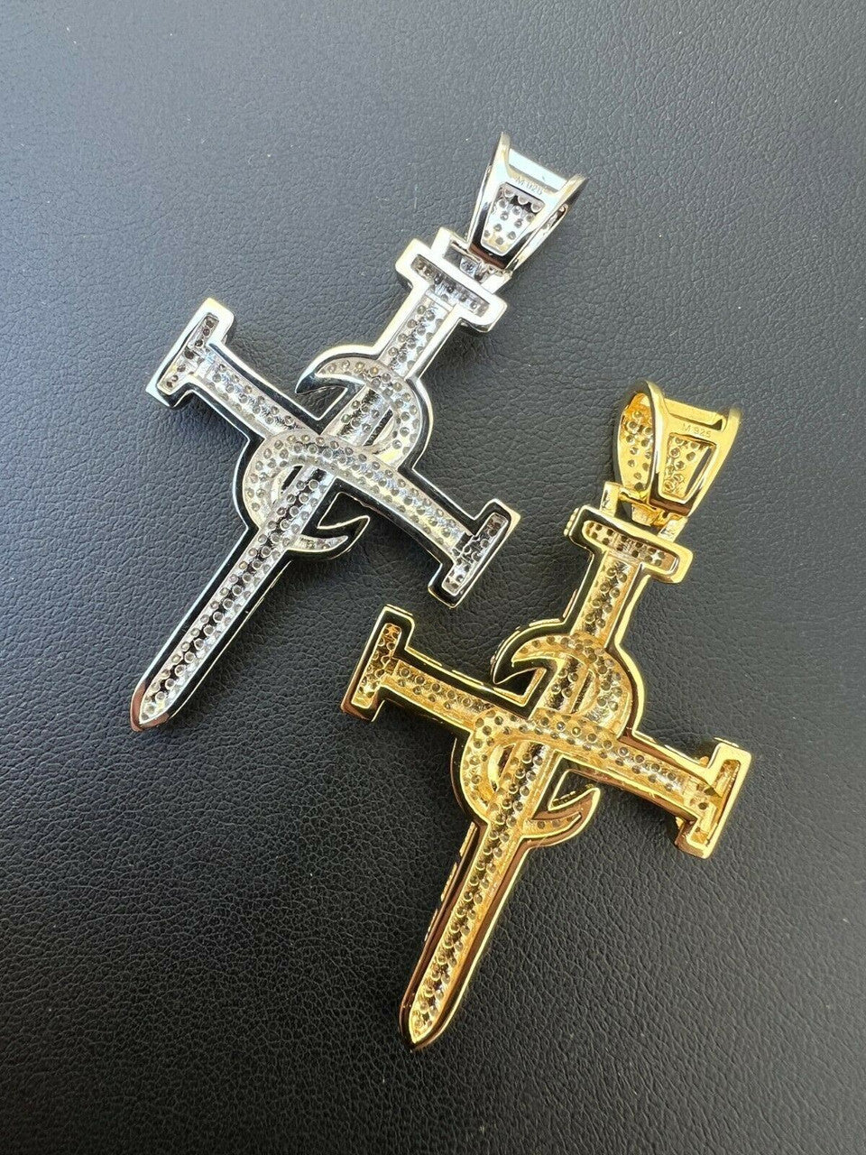 Hip Hop MOISSANITE Silver Gold Real Iced Hip Hop Nail Cross Pendant Pass Diamond Tester