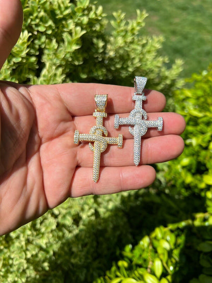 Hip Hop MOISSANITE Silver Gold Real Iced Hip Hop Nail Cross Pendant Pass Diamond Tester