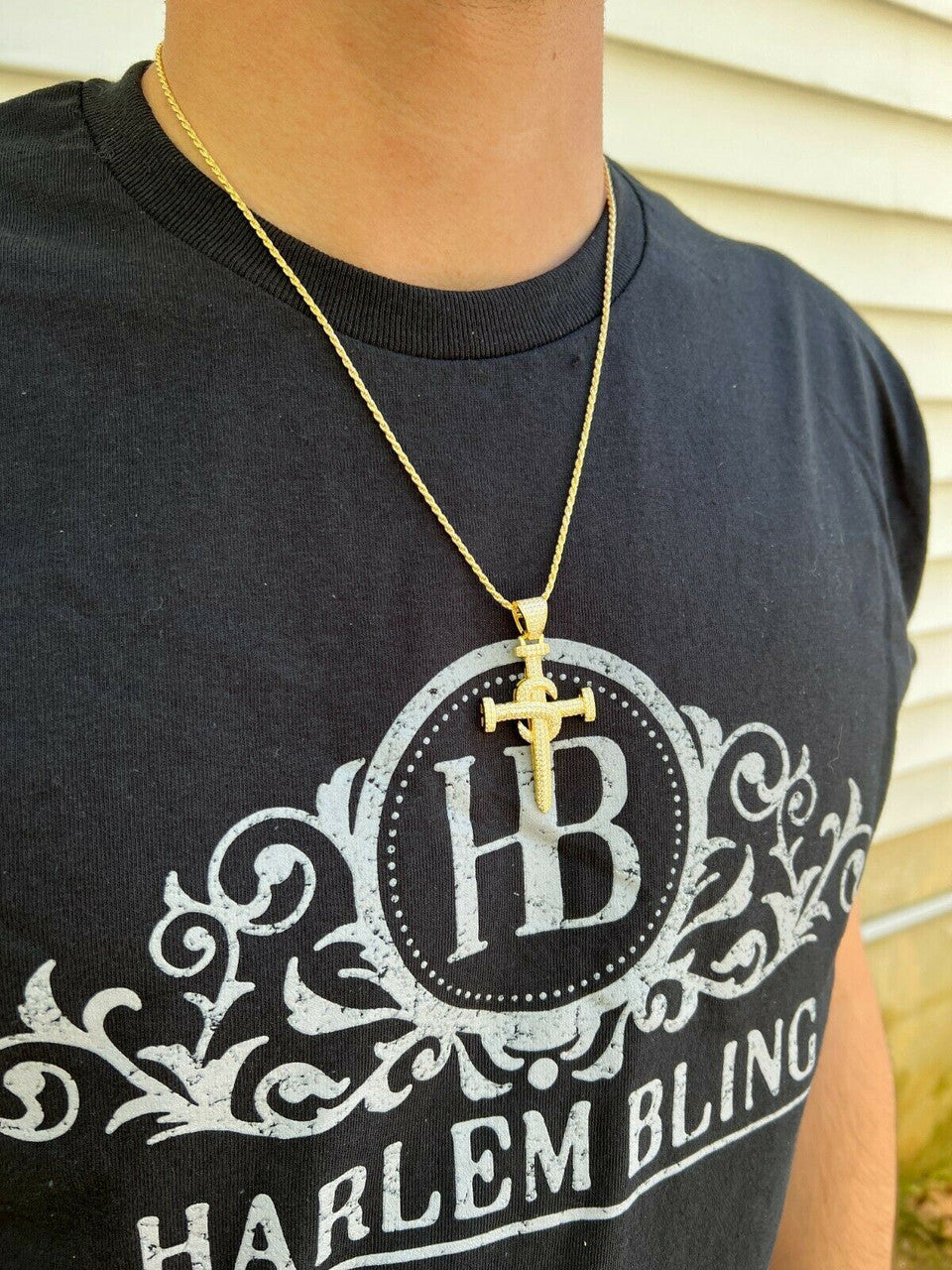 Hip Hop MOISSANITE Silver Gold Real Iced Hip Hop Nail Cross Pendant Pass Diamond Tester