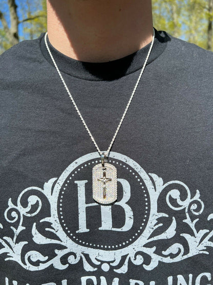 Hip Hop MOISSANITE Silver Gold Real Iced Jesus and Cross Dog Tag Pendant Pass Diamond Test