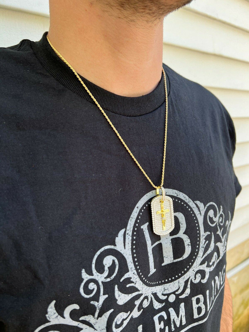 Hip Hop MOISSANITE Silver Gold Real Iced Jesus and Cross Dog Tag Pendant Pass Diamond Test