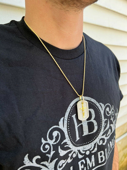 Hip Hop MOISSANITE Silver Gold Real Iced Jesus and Cross Dog Tag Pendant Pass Diamond Test
