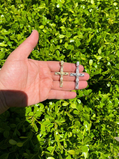 Hip Hop MOISSANITE Silver Gold Real Iced Nugget Jesus On Cross Pendant Pass Diamond Test