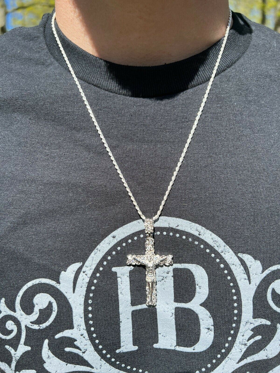 Hip Hop MOISSANITE Silver Gold Real Iced Nugget Jesus On Cross Pendant Pass Diamond Test