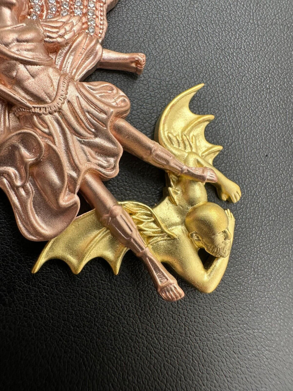 Hip Hop MOISSANITE St Michael & Dragon Pendant 925 Silver - Rose & Yellow Gold Necklace