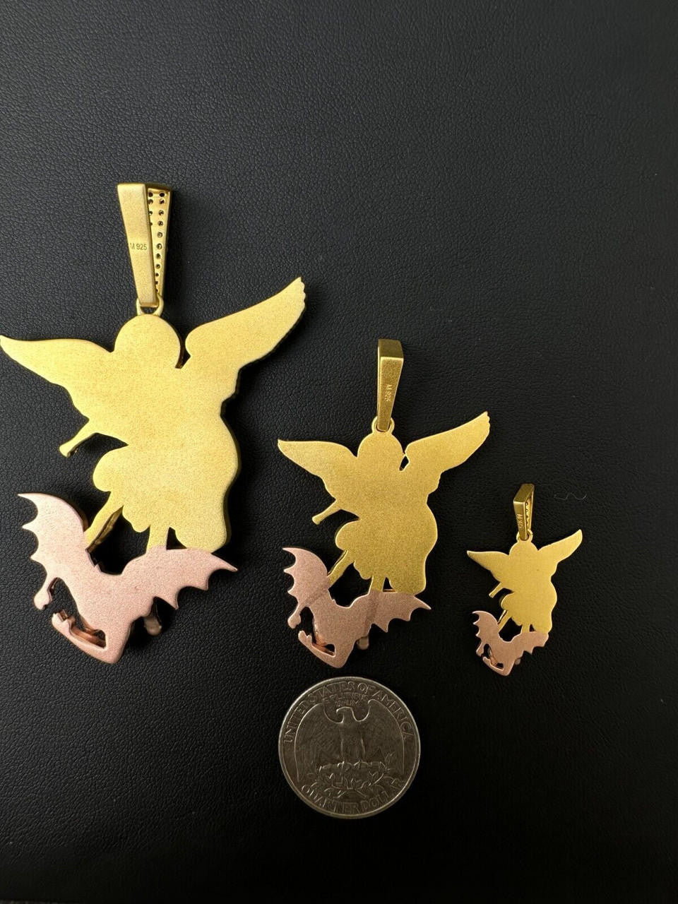 Hip Hop MOISSANITE St Michael & Dragon Pendant 925 Silver - Yellow & Rose Gold Iced Out
