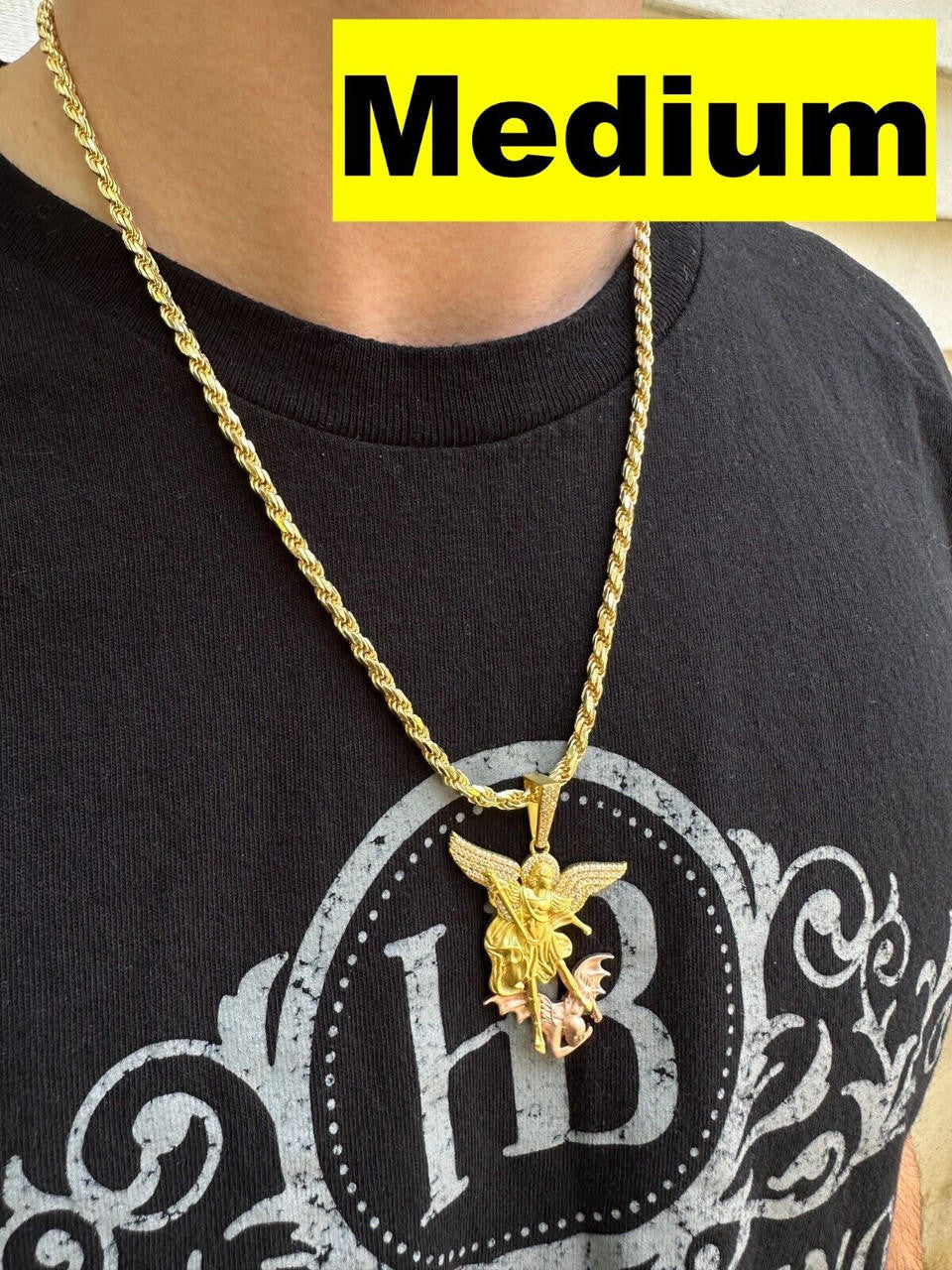 Hip Hop MOISSANITE St Michael & Dragon Pendant 925 Silver - Yellow & Rose Gold Iced Out