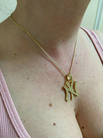 Hip Hop New York Pendant - Iced Diamond Real 925 Silver Gold Necklace