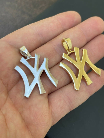 Hip Hop New York Pendant - Iced Diamond Real 925 Silver Gold Necklace