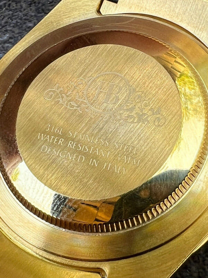 Hip Hop Real 13.3ct MOISSANITE Automatic Presidential Watch Gold Iced Hip Hop Pearl Face