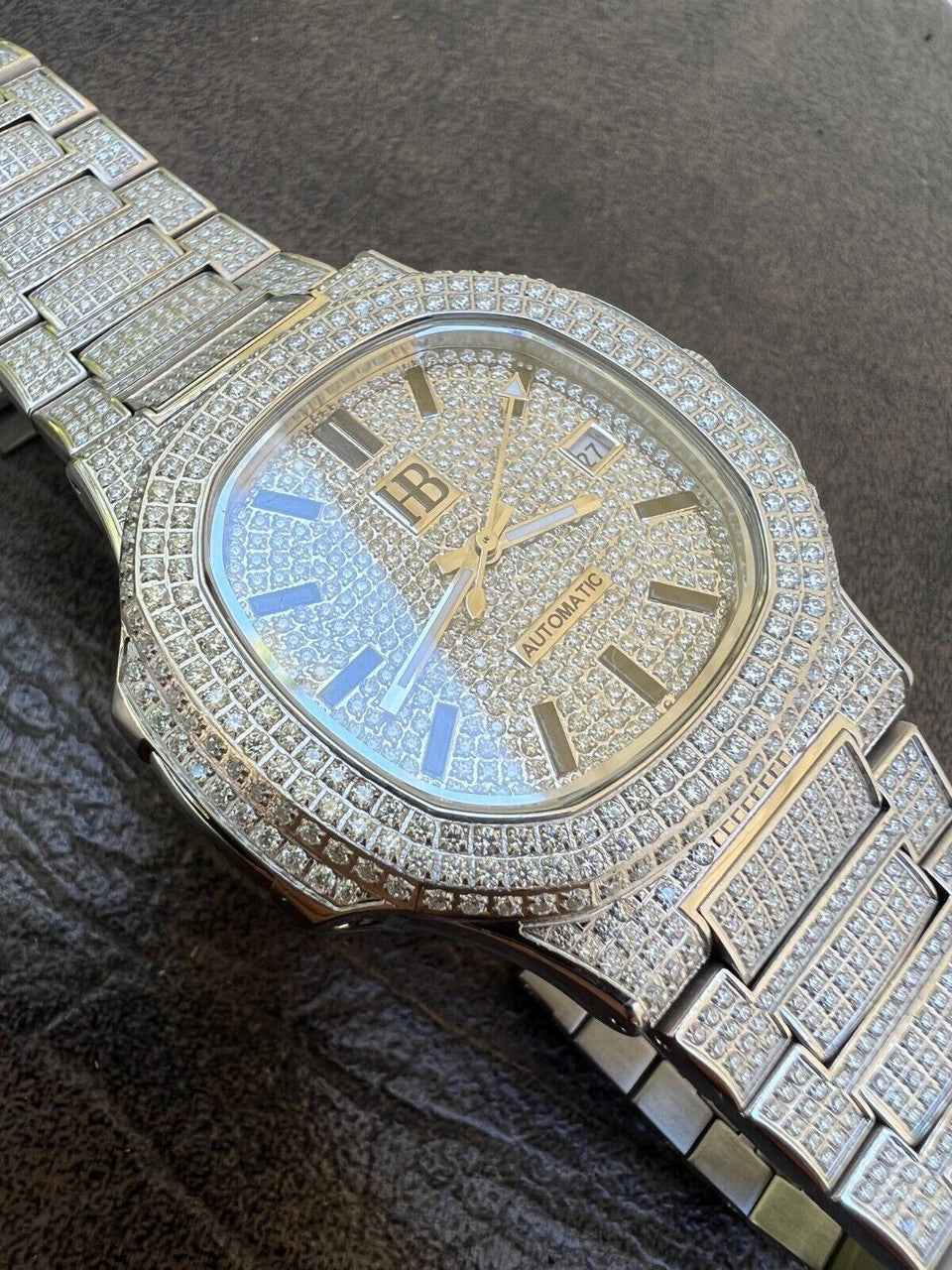 Hip Hop Real 14ct MOISSANITE Mens Watch Fully Iced Stainless Hip Hop Passes Diamond Test