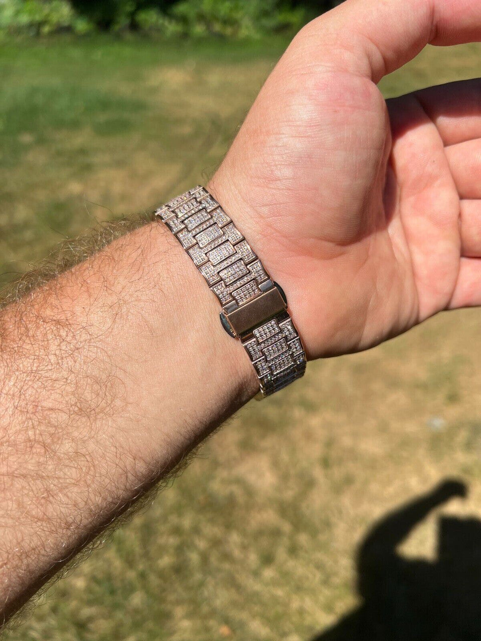 Hip Hop Real 14ct MOISSANITE Mens Watch Iced Stainless 14k Rose Gold Pass Diamond Test