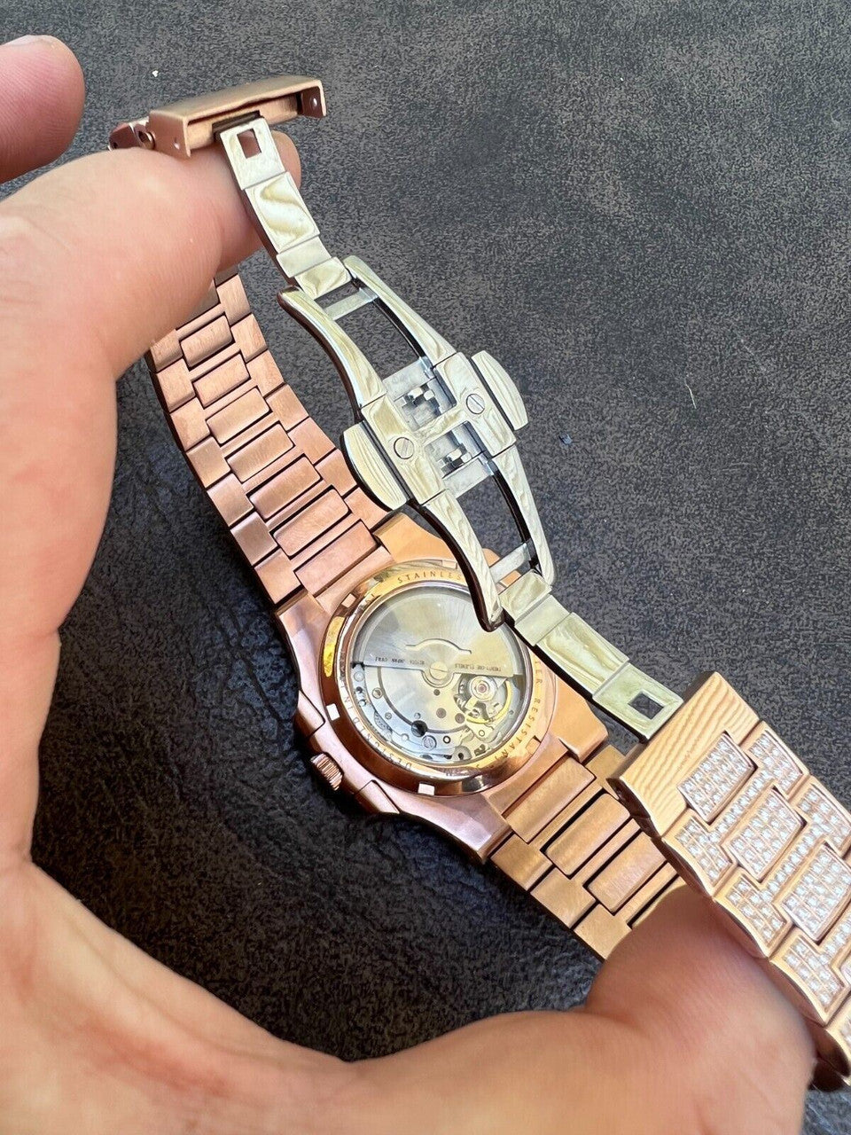 Hip Hop Real 14ct MOISSANITE Mens Watch Iced Stainless 14k Rose Gold Pass Diamond Test