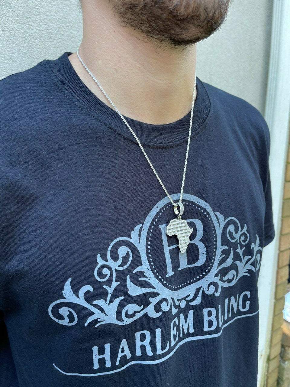 Hip Hop Real 925 Silver Gold Hip Hop Africa Map Shape Pendant Iced Diamond Necklace Gold