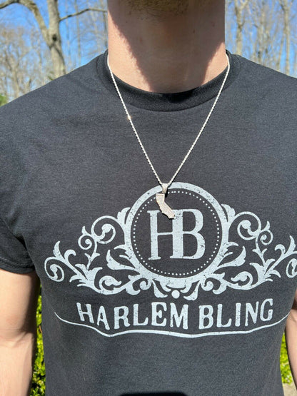 Hip Hop Real 925 Silver HipHop California State Shape Pendant Iced Diamond Necklace Gold