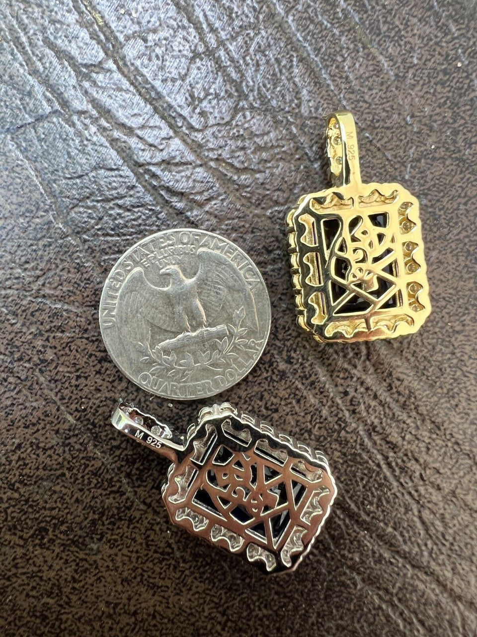 Hip Hop Real 925 Silver Iced Simulated Sapphire Stone Pendant Necklace