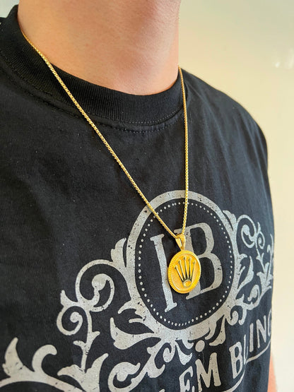 Hip Hop Real 925 Sterling Silver Rolex Chain with Pendant