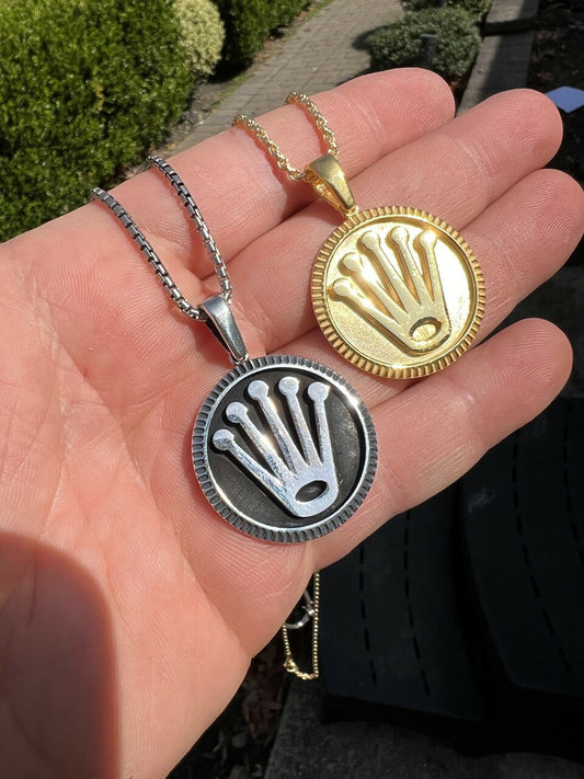 Hip Hop Real 925 Sterling Silver Rolex Chain with Pendant