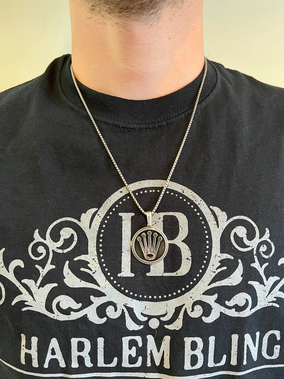 Hip Hop Real 925 Sterling Silver Rolex Chain with Pendant