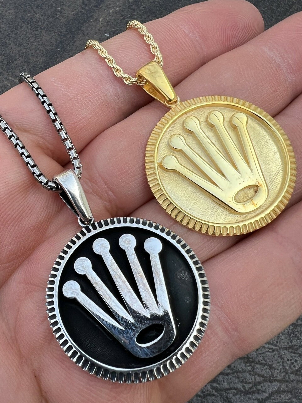 Hip Hop Real 925 Sterling Silver Rolex Chain with Pendant