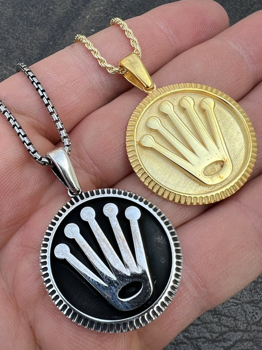 Hip Hop Real 925 Sterling Silver Rolex Chain with Pendant