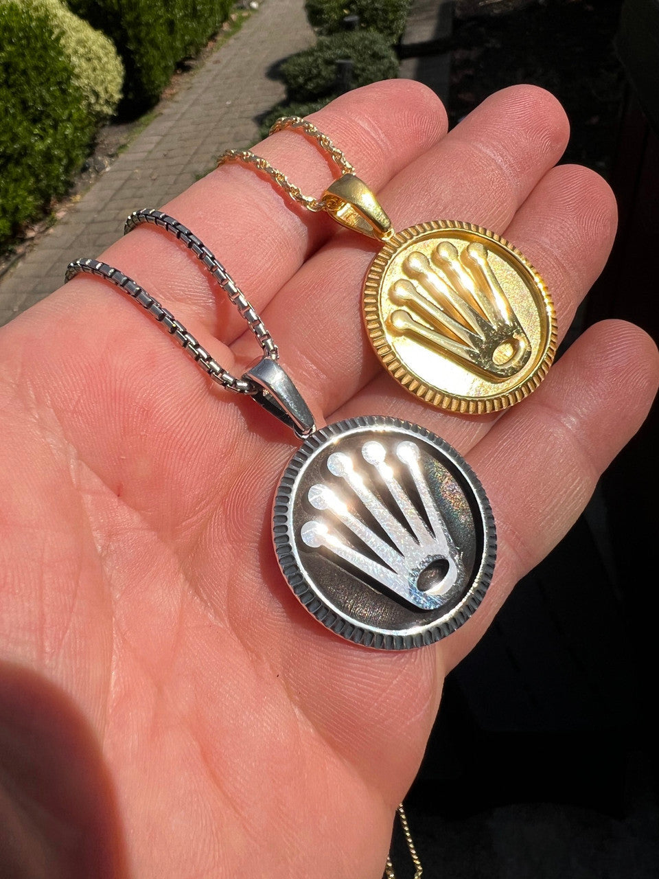 Hip Hop Real 925 Sterling Silver Rolex Chain with Pendant