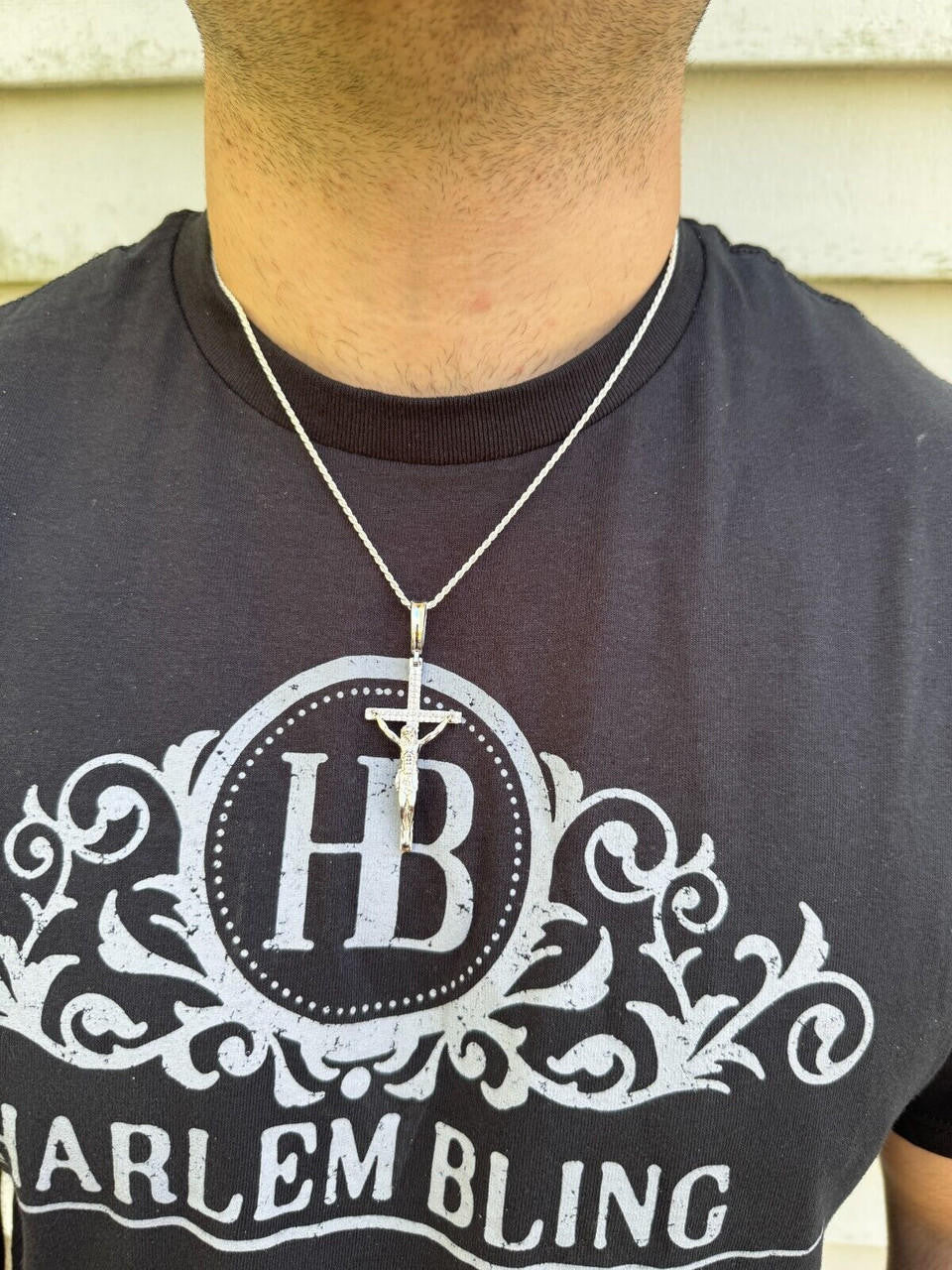 Hip Hop Real Iced Hip Hop Jesus On Cross Pendant - Real 925 Silver 2" Mens Necklace