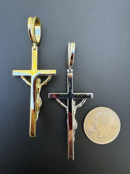 Hip Hop Real Iced Hip Hop Jesus On Cross Pendant - Real 925 Silver 2" Mens Necklace