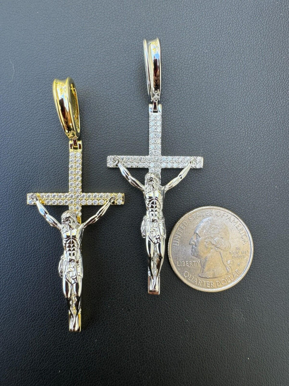 Hip Hop Real Iced Hip Hop Jesus On Cross Pendant - Real 925 Silver 2" Mens Necklace